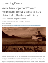Screenshot of the event on the Friends of BC Archives website