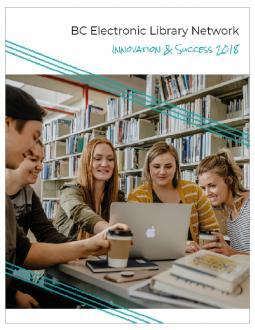 Image of the cover of the Innovation & Success 2018 Report: A photo of five students looking at a laptop in the library.