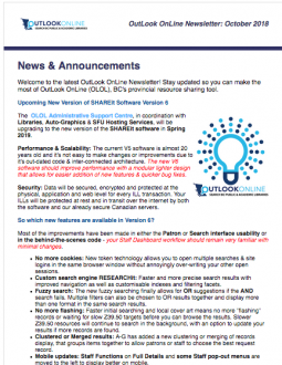 Preview of OutLook OnLine newsletter October 2018