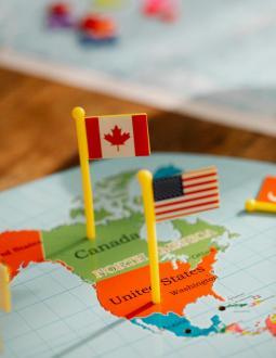 map showing Canada and the United States